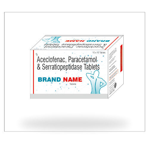 Aceclofenac IP 100mg + Paracetamol IP 325mg + Serratiopeptidase IP 15mg Tablets